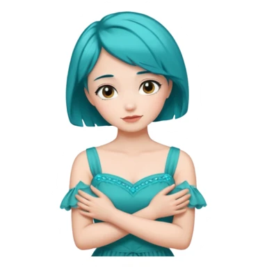 Teal hugs short hair with Belles wording sticker