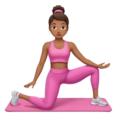 medium-skinned woman doing Pilates in pink sportswear sticker