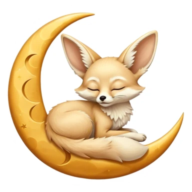 fennec sleeping on a moon sickle  sticker