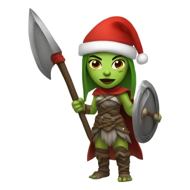 orc female warrior with santa hat sticker