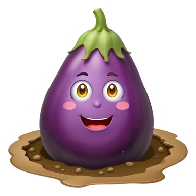 eggplant entering an obese pothole sticker