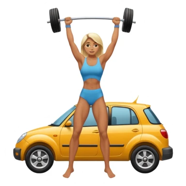 Barefoot woman lifting up a car sticker