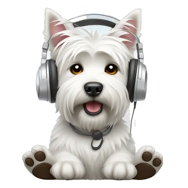 White west highland terrier with headphone sticker