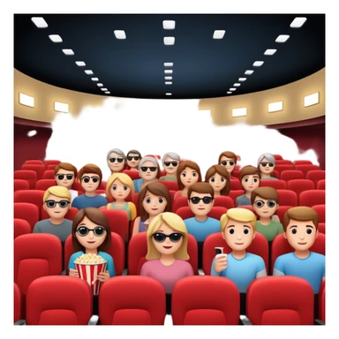 3d realistic interior of movie theater with people  sticker
