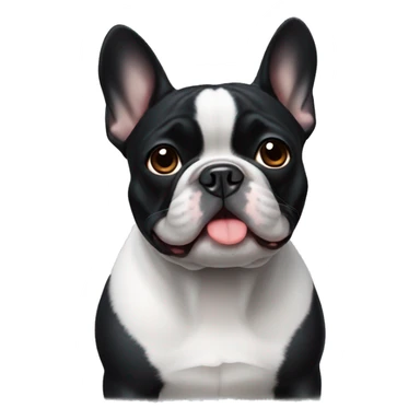 Black French bulldog with white chin sticker