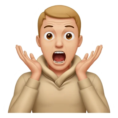 A man with his hands on his neck making a screaming face sticker