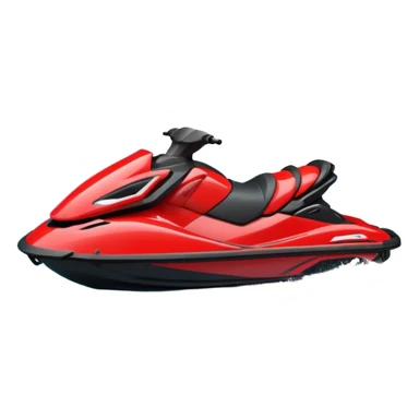 jet ski (red black and white all in the same amount. maybe a red a bit more dominant) on the sea. show the sea under the jet ski - blue with turquoise. no sky - white background instead. DO NOT REMOVE THE SEA AND THE WHITE WHEN FINALIZING!  NO ONE IS ON THE JET SKI  sticker