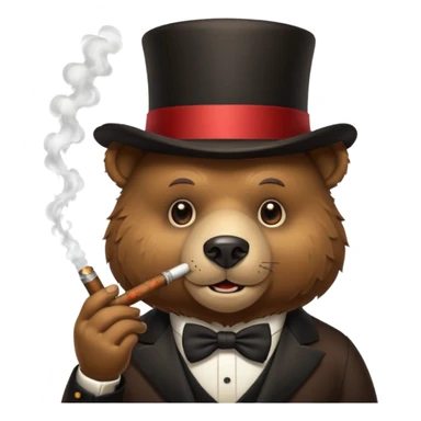 bear head in a top hat with a cigar sticker