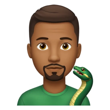 Homme couleur de peau noir, yeux marron avec un bouc que le menton, cheveux court avec dégradé sur le côté, avec un cobra à côté sticker