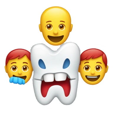 Create an emoji that represents three teeth together, aligned horizontally. The first tooth should be blue, the second red and the third yellow.
 sticker