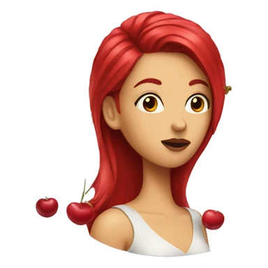Woman with cherry hair kiss sticker