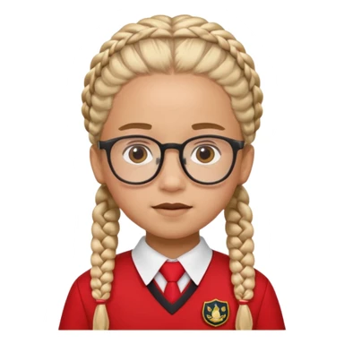 red uniform wearing scout kid with braids and glassess sticker