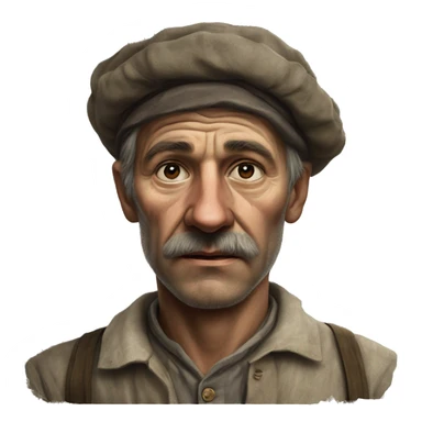 peasant in an old shirt during the 1917 revolution in russia photorealistic serious sticker