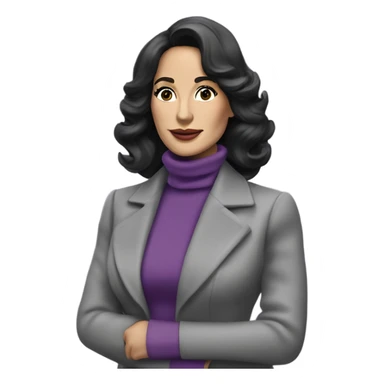 70’s Tv show Diana Prince wearing grey suit with purple turtleneck  sticker