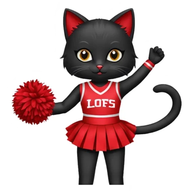 cheerleading black cat with pom pom sticker