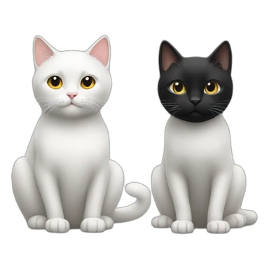 Un chat blanc et un chat noir se tenant la patte sticker