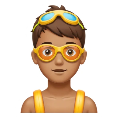 Boy wearing swim goggles and floaties  sticker