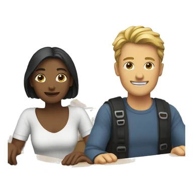 Two people at boat sticker