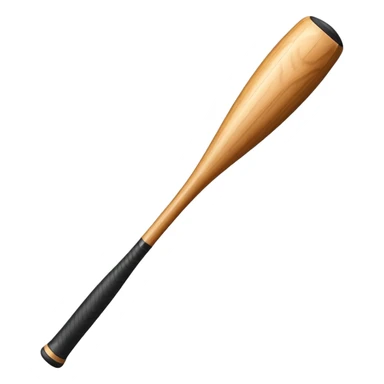 short thick wooden baseball bat with visible wood grain sticker