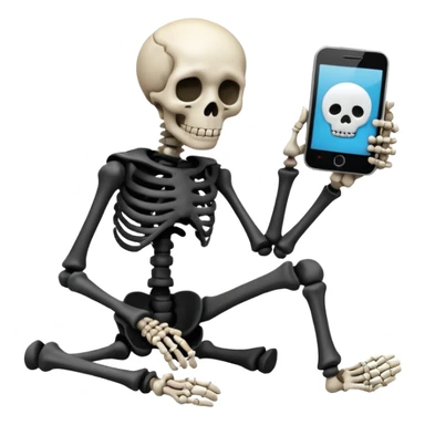 Sad Skeleton Grabs A No Wifi Cellphone And Hotspot sticker