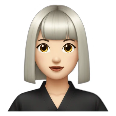 Japonaise jeune cheveux noir avec frange sticker