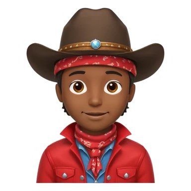 cute Black cowboy portrait, head and shoulders only, cowboy hat, bandana, western jacket collar, confident smile, 3D cartoon, mobile game icon style, clean background, no text, no watermark sticker