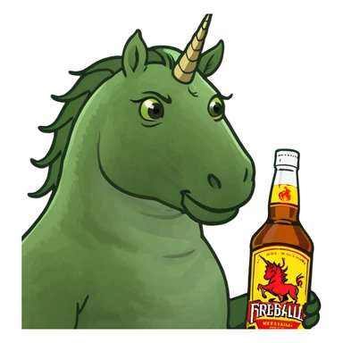 Unicorn with bottle fireball whiskey  sticker