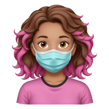 lightskin girl having a spa day with face mask and pink shirt and brown wavy hair  sticker
