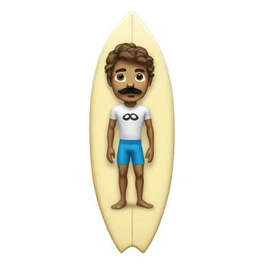 surfer boy with a mustache on a surf board  sticker