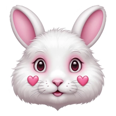 White rabbit BIG PINK heart eyes  sticker