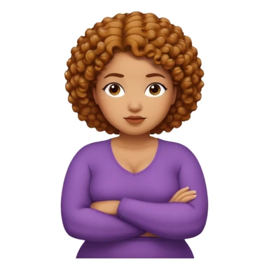 Curvy caramel skin woman with short curly natural hair arms Folded sticker