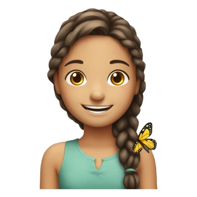 smiling girl with butterfly sticker