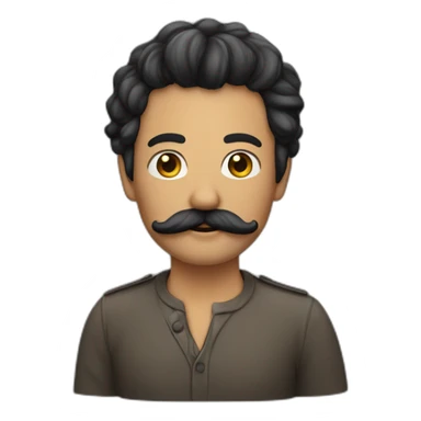 homme avec petite moustache et cheuveux noirs avec une raie sticker
