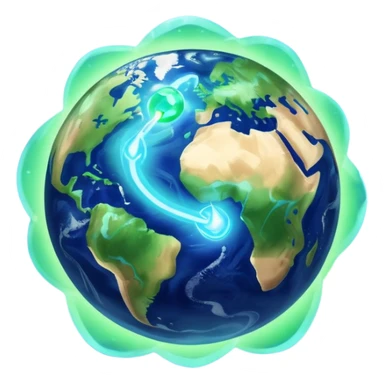 earth with blessing light sticker