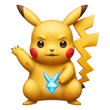 Un Pikachu rouge qui et triste avec des éclairs en fond et il a fait caca sticker