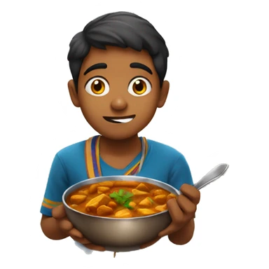 Indian boy eating curry sticker