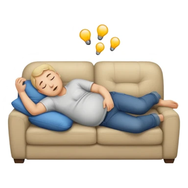 a man with a full belly passed out on the couch sticker