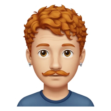 im short curly ginger haired young guy and also have earring on my left ear also have clean moustaches  sticker