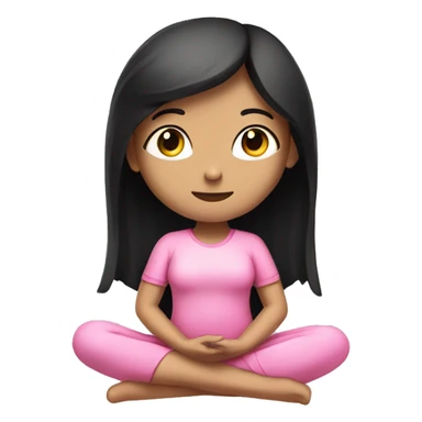 a girl in pink clothes with black hair with white skin sits in the lotus position sticker