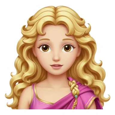 Venus from Olympus Gods with long golden blonde wavy hair, pink stola sticker