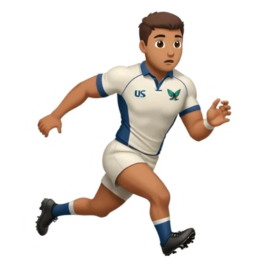 Crea un emoji de unj jugador de rugby corriendo con el balon y una polilla va a entrar a su oido sticker
