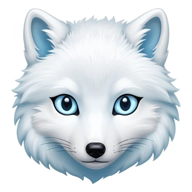 Cinematic Noble Arctic Fox Portrait Emoji, Poised and regal, with a compact, agile build and a luxurious, pure white Fur accented by a subtle hint of icy blue, deep-set soulful piercing eyes, Simplified yet sharp and sophisticated features, highly detailed, glowing with a soft, dignified glow, high shine, intelligent and cunning, stylized with an air of arctic elegance, focused and attentive, soft glowing outline, capturing the essence of a watchful and confident fox, so majestic it feels as though it could dash out of the screen with effortless authority! sticker