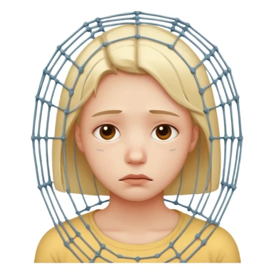 person trapped in algorism web with sad face sticker