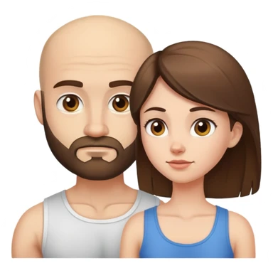 Young light brunette missing her muscular bald beard husband sticker