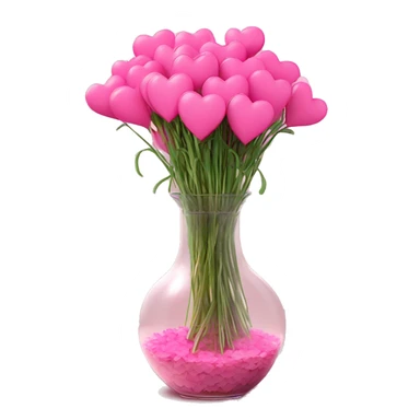 10000000 huge pink hearts on stems in a clear glass vase sticker