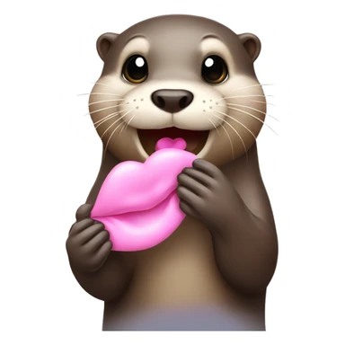 Otter sending pink kisses sticker