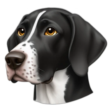black & white german shorthair pointer, black head sticker