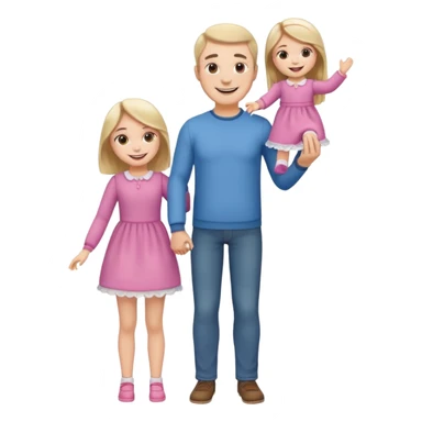 father and daughter playing doll full body sticker
