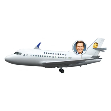 Kenneth Copeland with thumbs up in front of an airplane  sticker