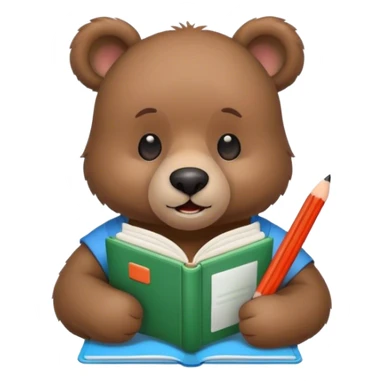 a cute bear studying languages sticker